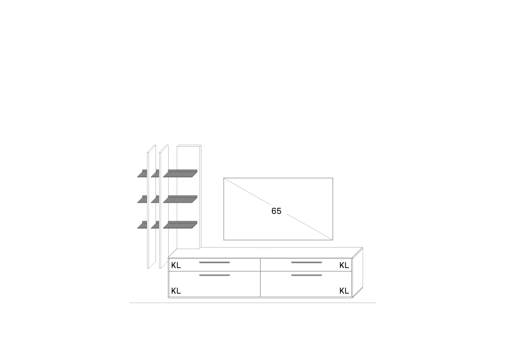 Kombi 0008 (spiegelseitig erhältlich) Prinzipdarstellung WM 2620 Planungsvorschlag Möbelkombination 0008