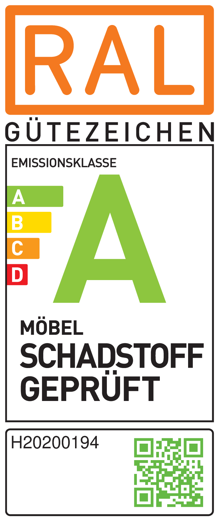 Zertifikat für Schadstoffgeprüfte Schlafzimmermöbel Zertifikat RAL-Schadstoffgeprüft